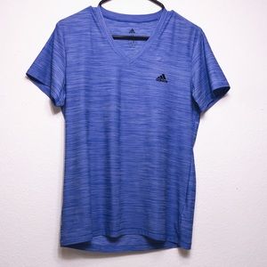 Adidas Marled V-Neck Short Sleeve Athletic Tee
